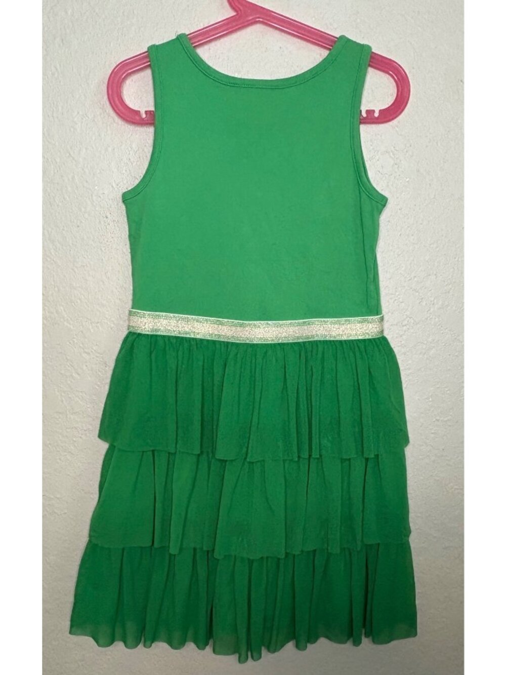 Hanna Andersson Green Girls Tiered Tank Dress With Sparkle Waistband Size 130 - Picture 7 of 9